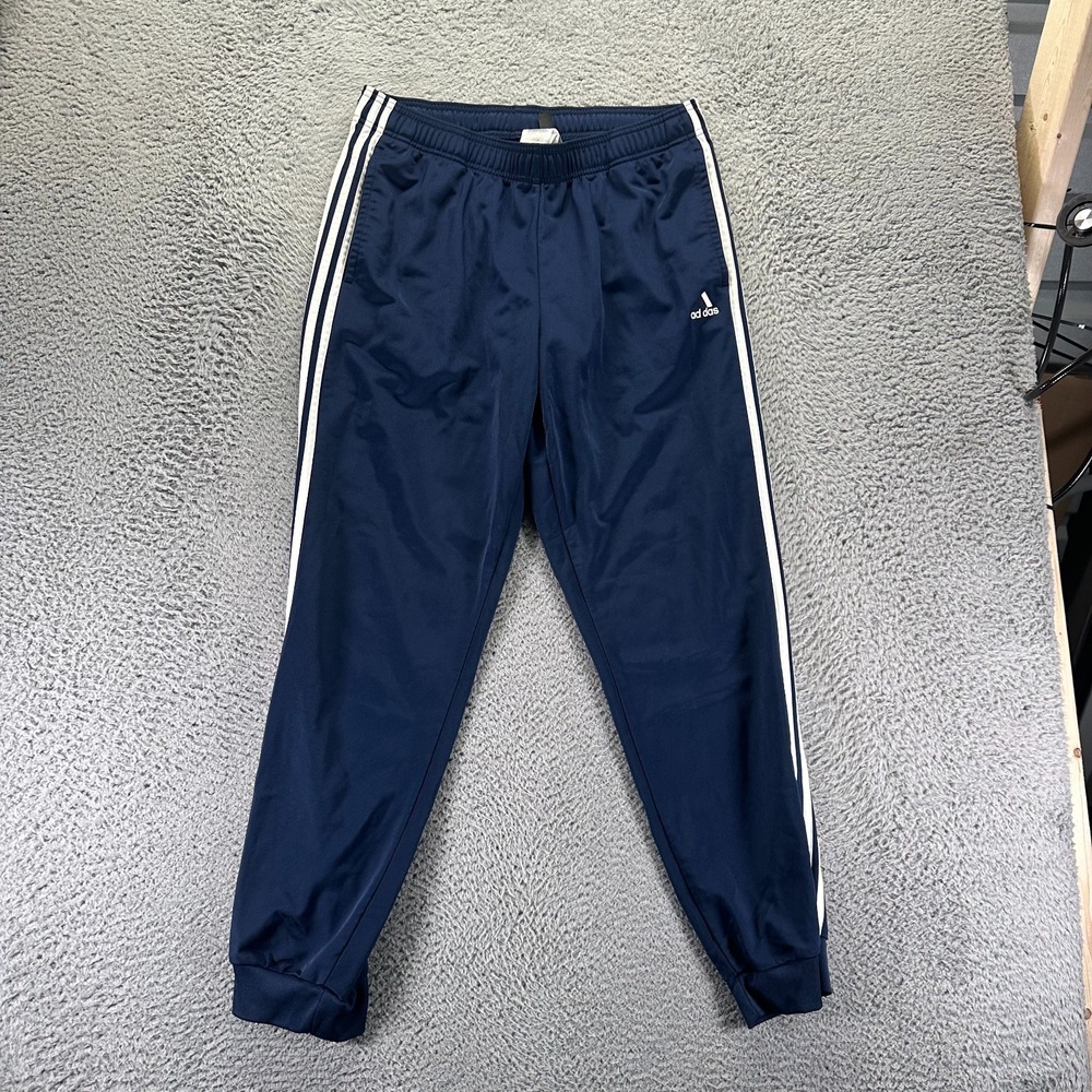 Adidas Pant Mens XL Blue Polyester 3 Stripe Jogger Tapered Running Gym Workout